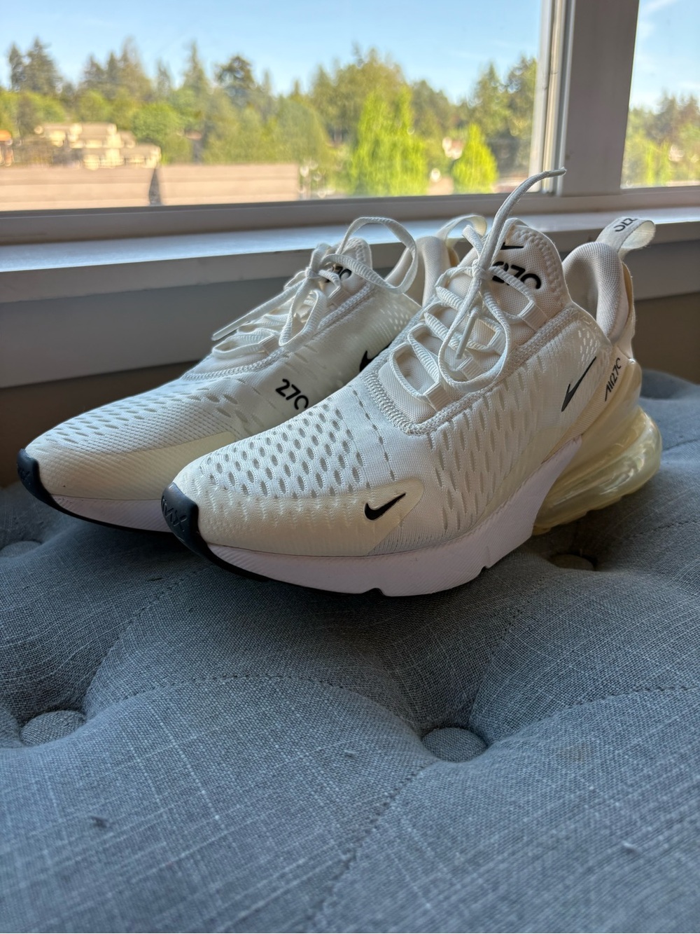 Nike Air Max 270 Running Shoes Sneakers Sail/Coconut Milk/Pale Ivory/Black Mens - Picture 2 of 15